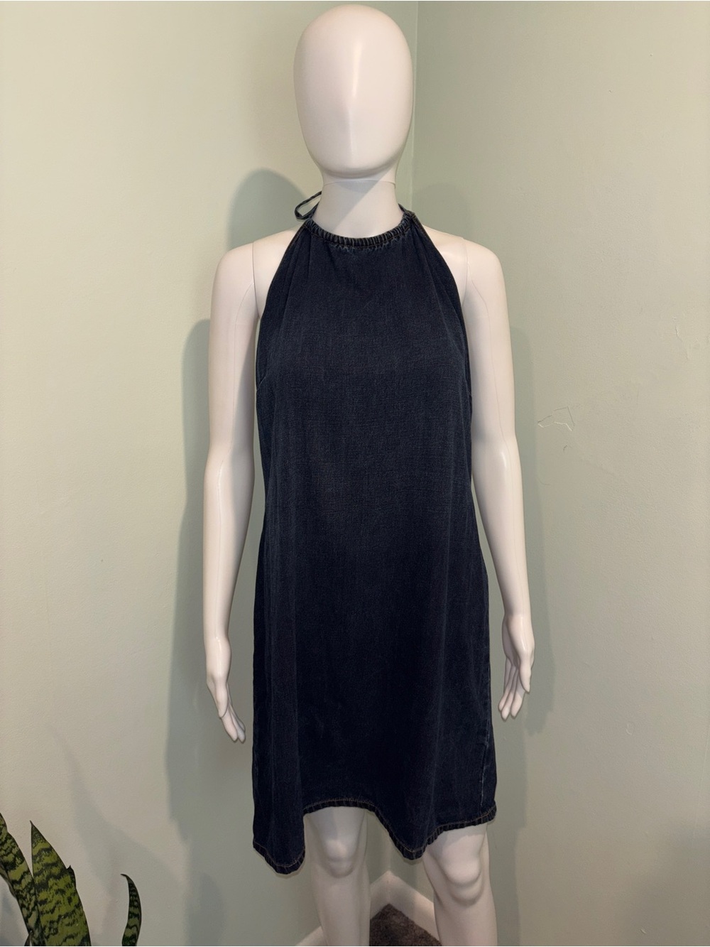 Vintage 2000’s Nautica Dark Wash Denim Halter Shift Dress - 14